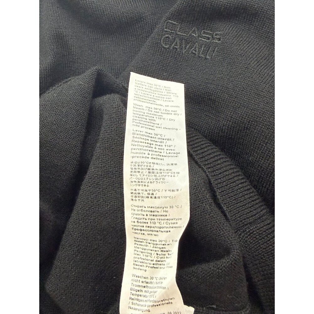 Roberto Cavalli Class Mens 100% Wool Sweater Black Long Sleeve Crew Neck Size S? - Picture 6 of 7